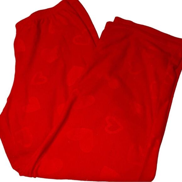 Pink k 2 piece set red cozy pjs with cute heart design. - Picture 5 of 8